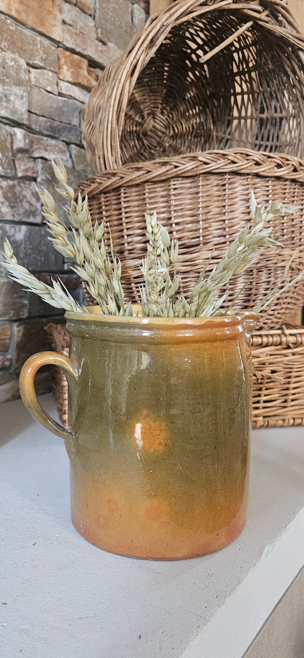 Pot rustique en grès émaillé brun BASILE