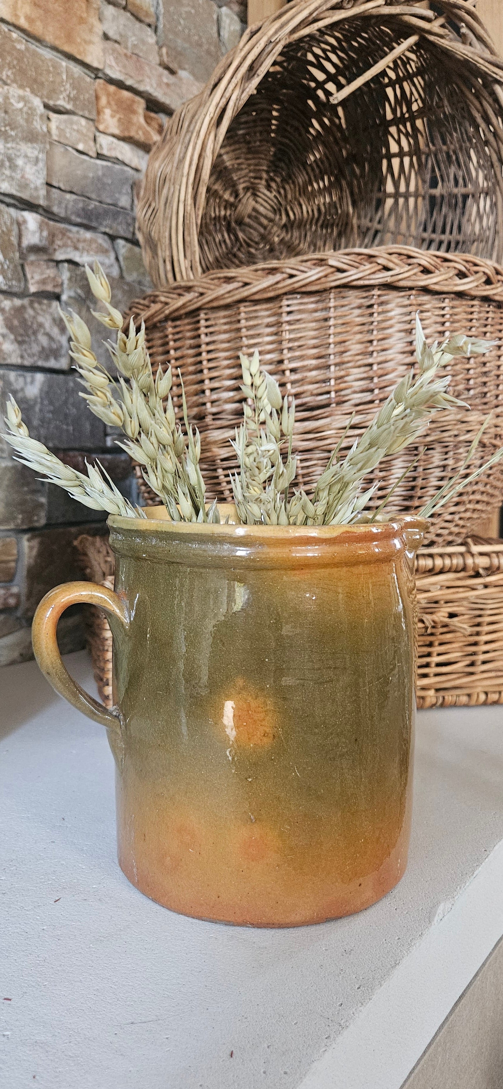 Pot rustique en grès émaillé brun BASILE
