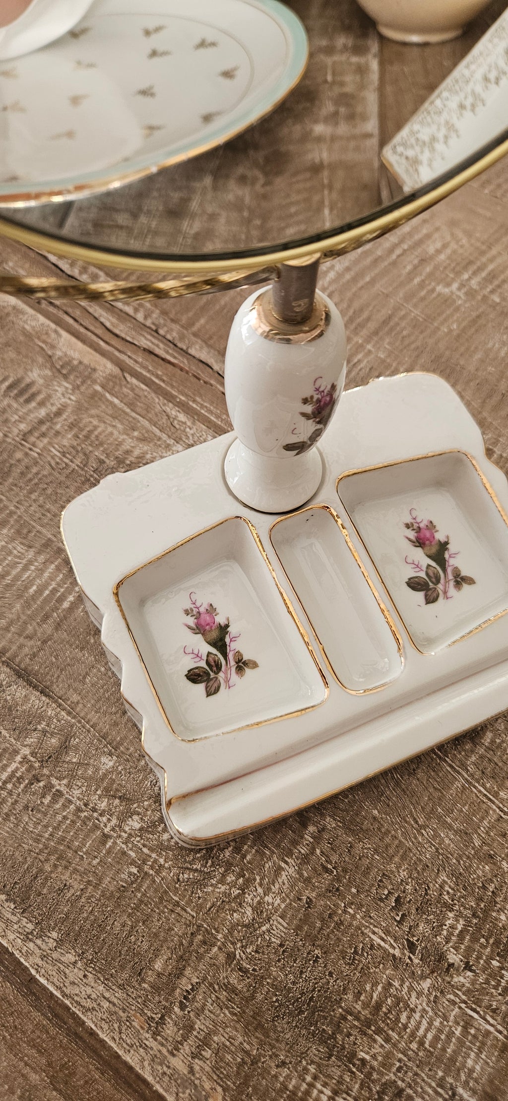 Miroir vintage de table avec base céramique