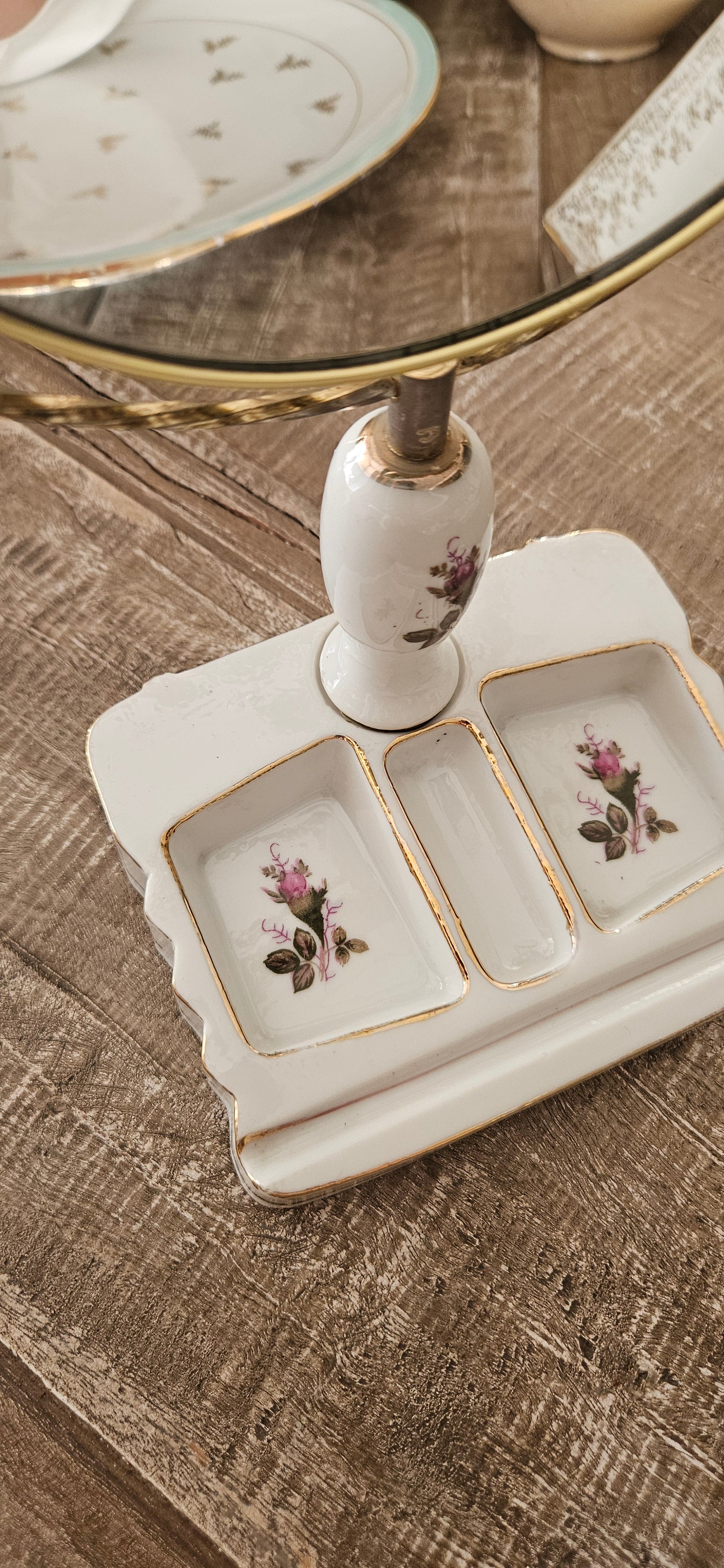 Miroir vintage de table avec base céramique