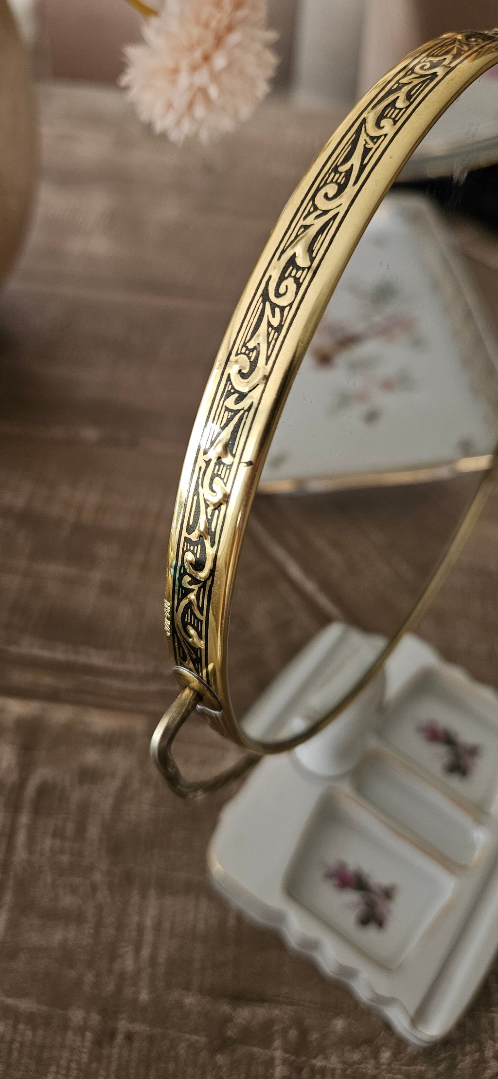 Miroir vintage de table avec base céramique