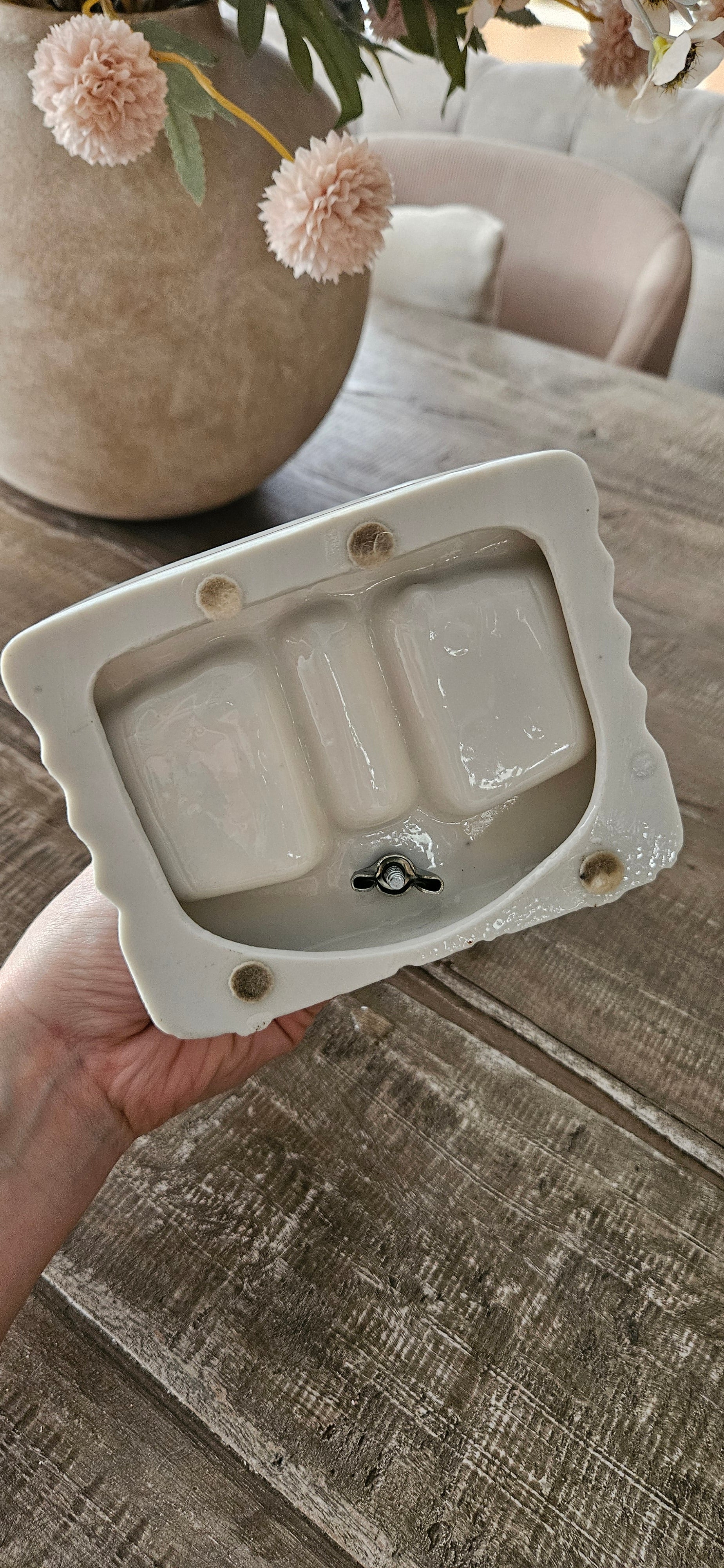 Miroir vintage de table avec base céramique