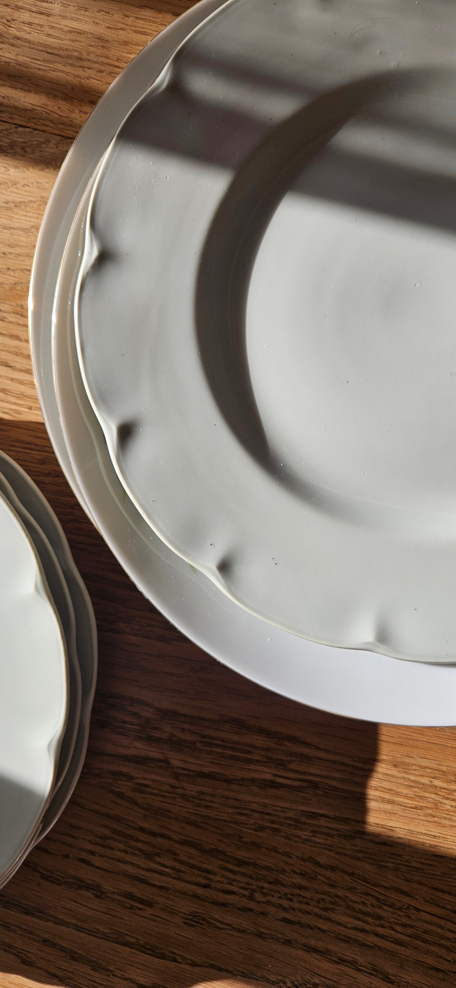 Lot 4 assiettes porcelaine gris-vert céladon - Théodore Haviland Limoges