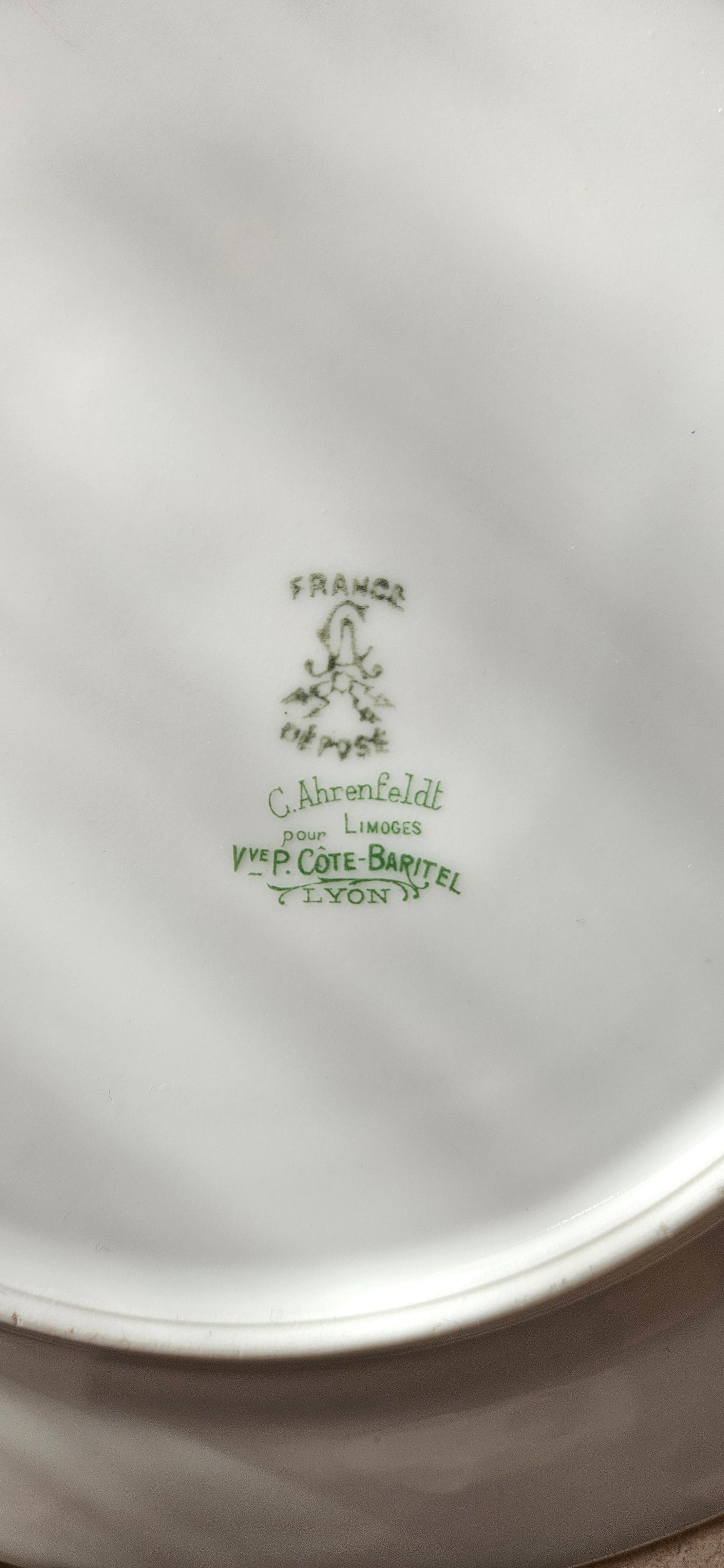 Lot 6 assiettes à dessert anciennes porcelaine Limoges Ahrenfeldt décor floral rose bleu doré