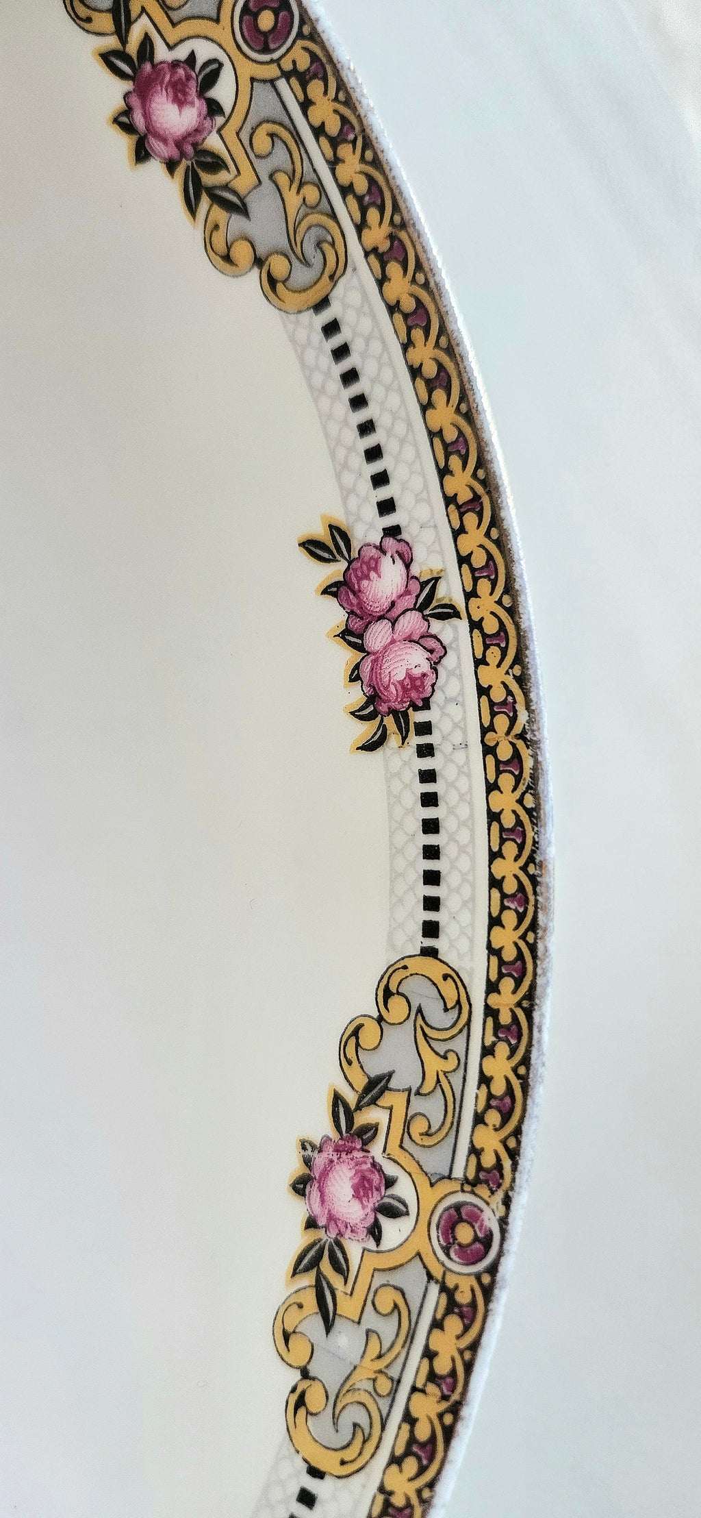 Compotier ancien en porcelaine de Limoges - décor floral