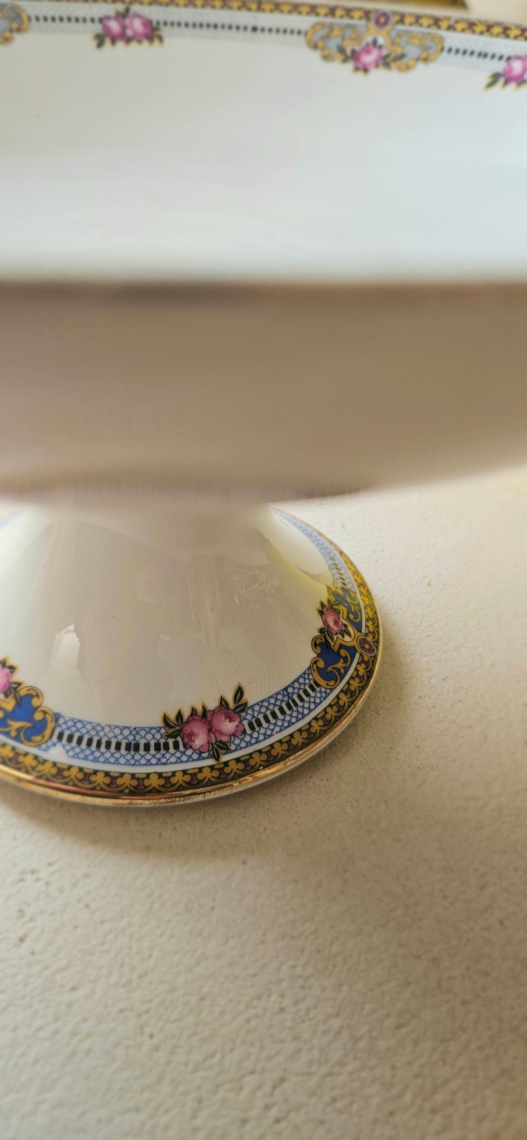 Compotier ancien en porcelaine de Limoges - décor floral