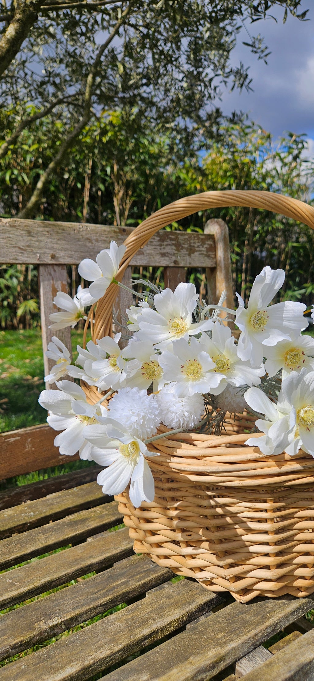 Panier ancien en osier – anse haute – ROSALIE