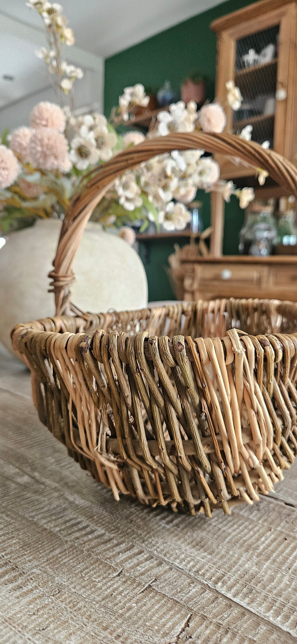 petit panier ancien en osier rustique - LUCETTE