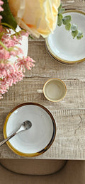 4 assiettes à dessert vintage en grès – années 70