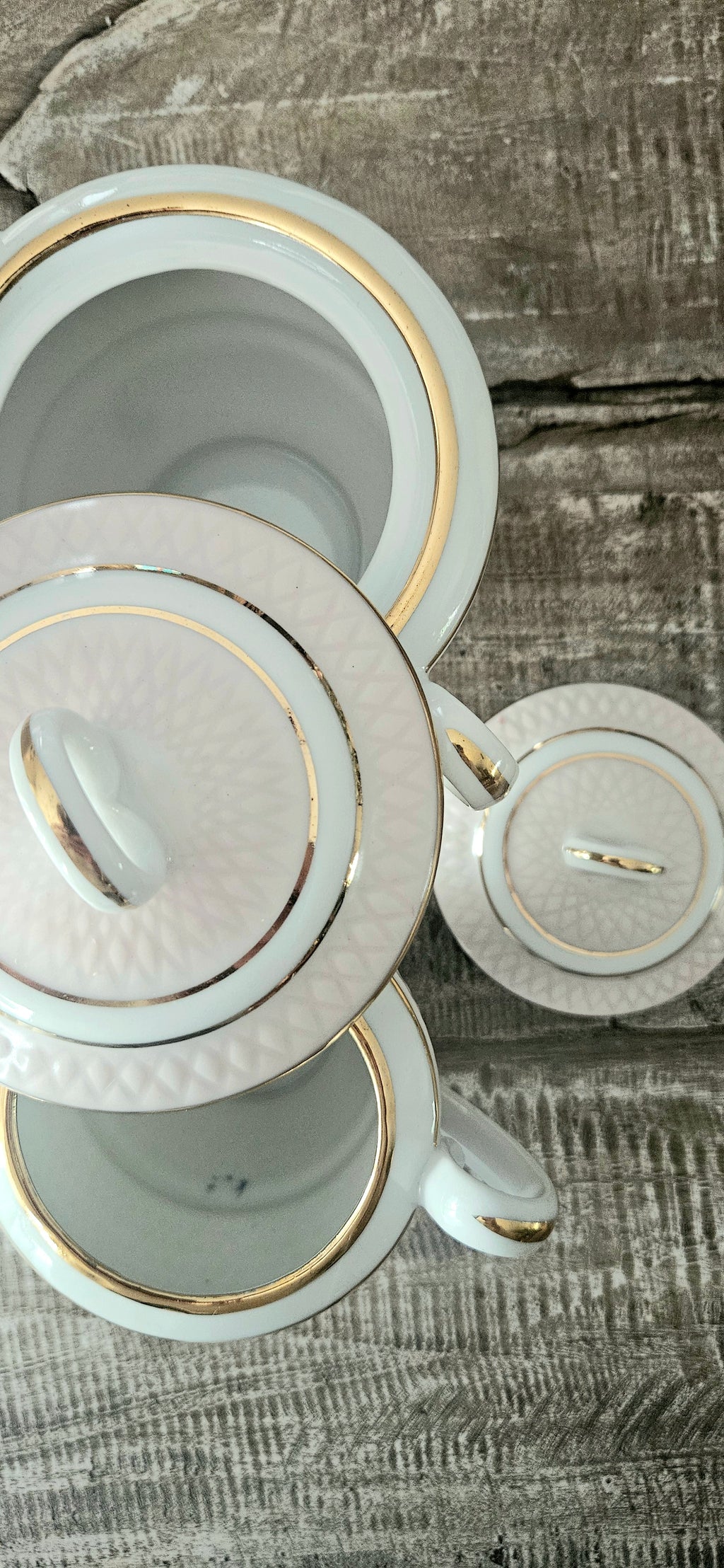 Service à thé / Café ancien A. Blin – porcelaine française dorée, circa 1930-1950