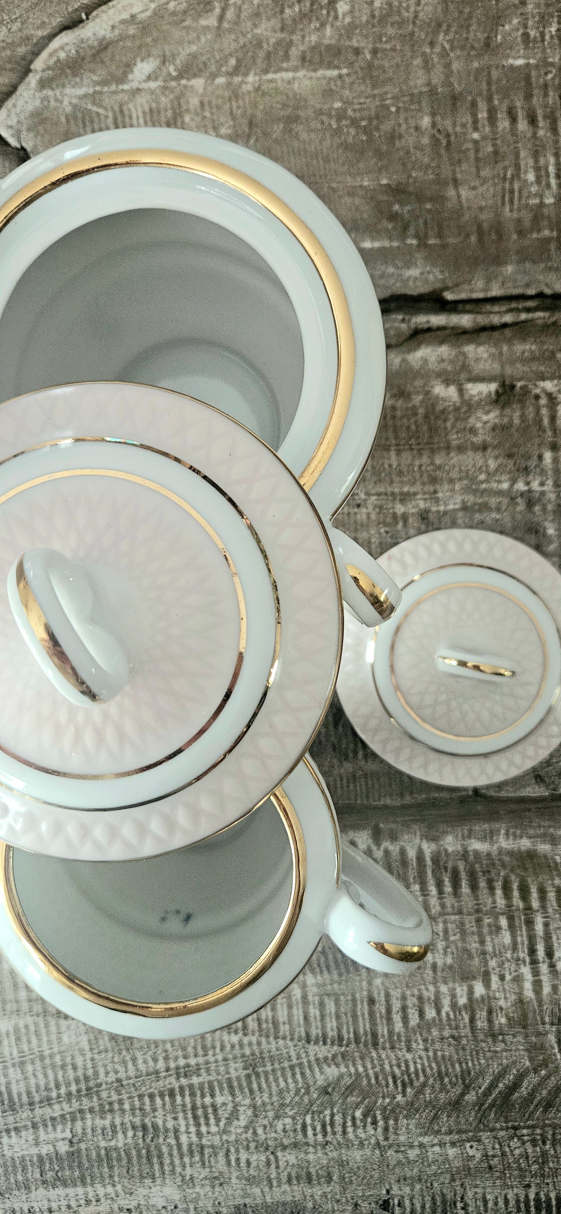 Service à thé / Café ancien A. Blin – porcelaine française dorée, circa 1930-1950