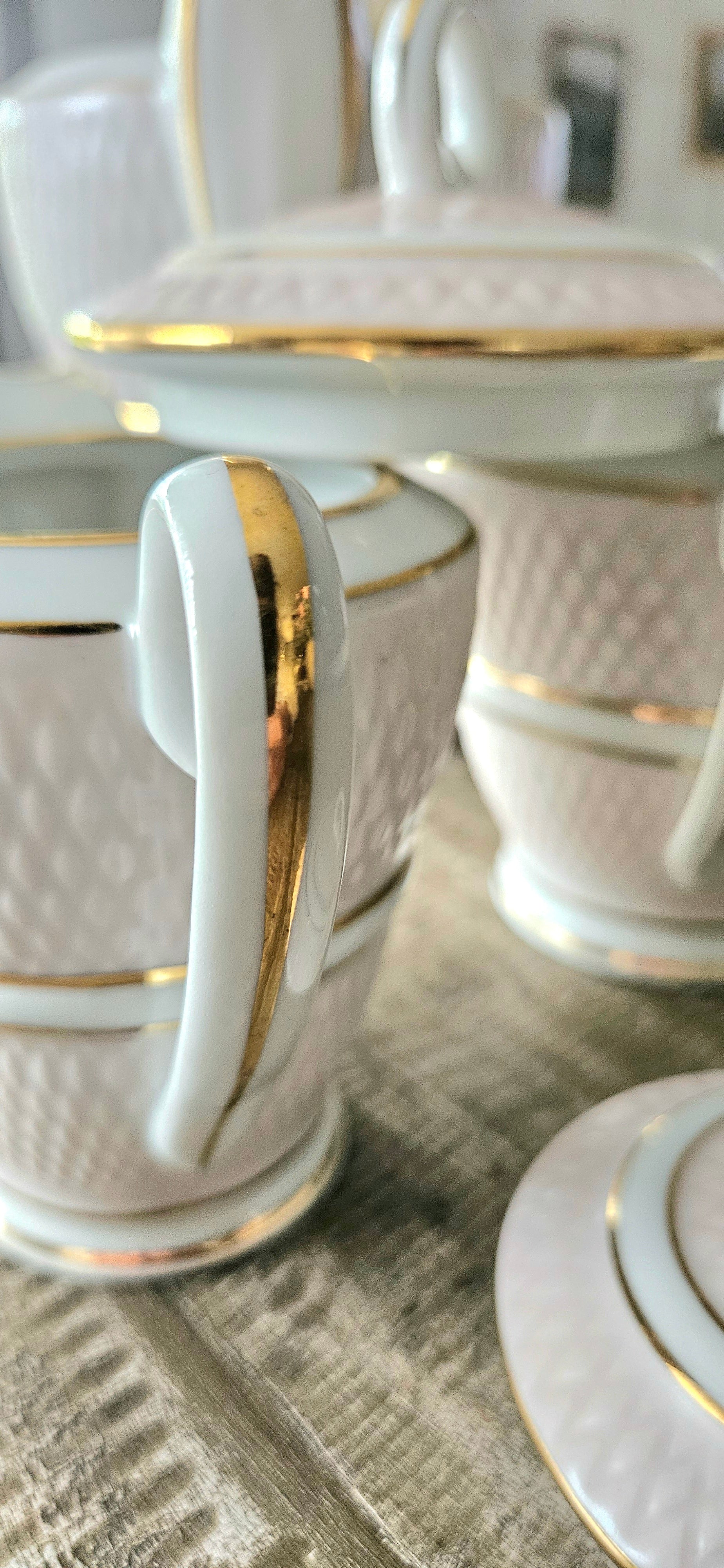 Service à thé / Café ancien A. Blin – porcelaine française dorée, circa 1930-1950