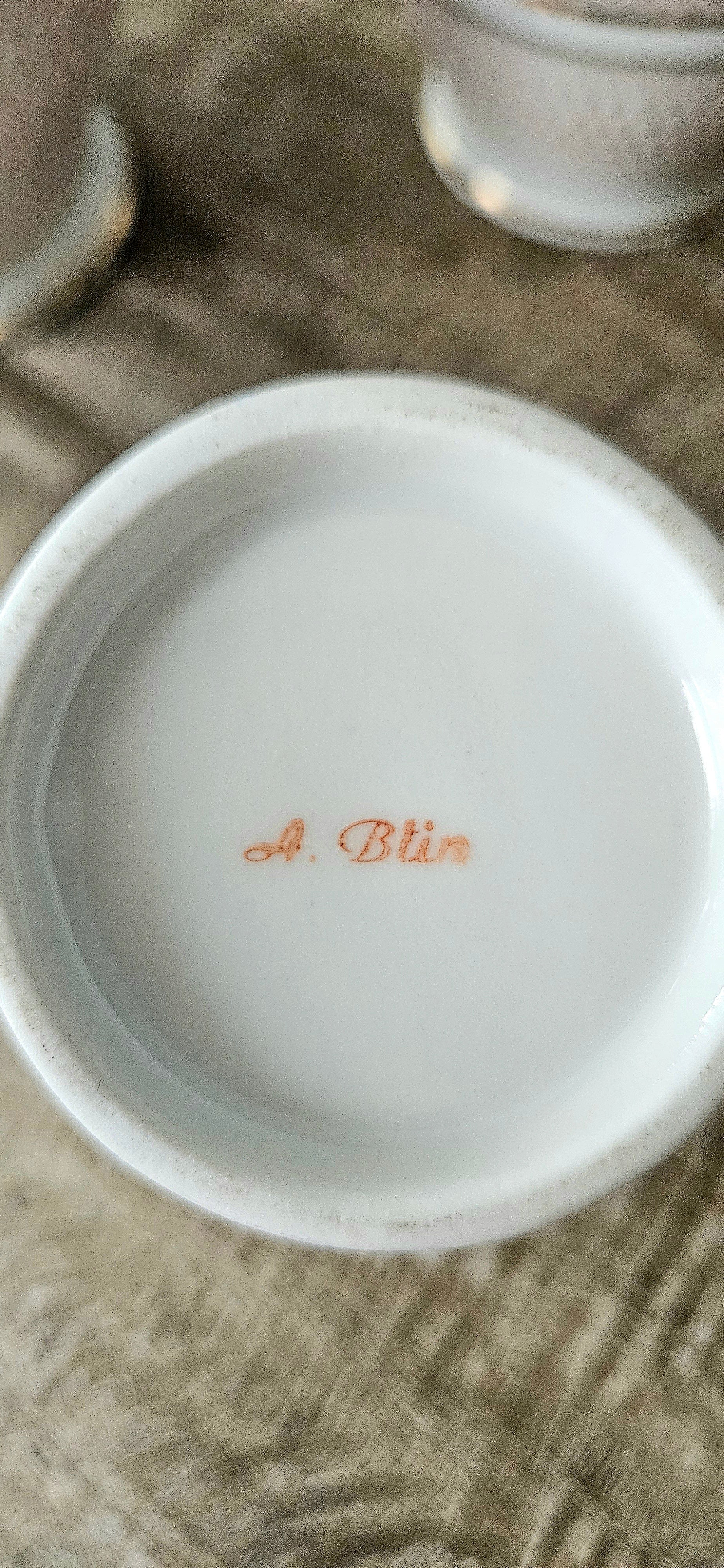 Service à thé / Café ancien A. Blin – porcelaine française dorée, circa 1930-1950