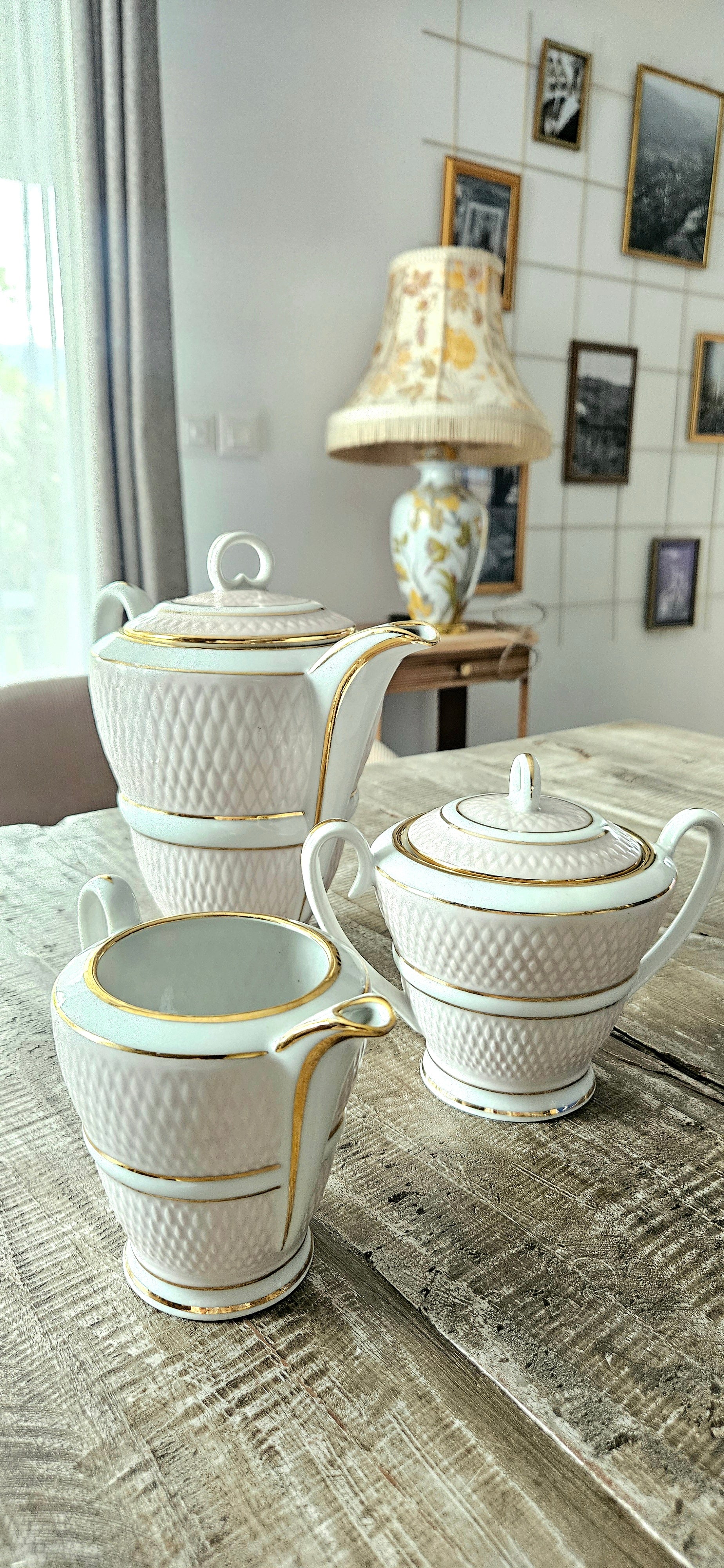 Service à thé / Café ancien A. Blin – porcelaine française dorée, circa 1930-1950
