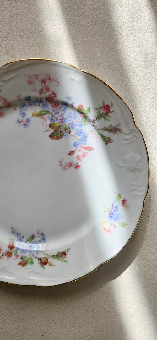 Assiette à dessert : porcelaine vintage fleurie – à l’unité