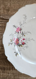 Assiette à dessert en porcelaine française fleurs roses – vendue à l’unité