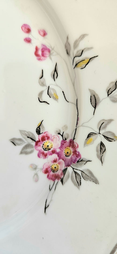 Assiette à dessert en porcelaine française fleurs roses – vendue à l’unité