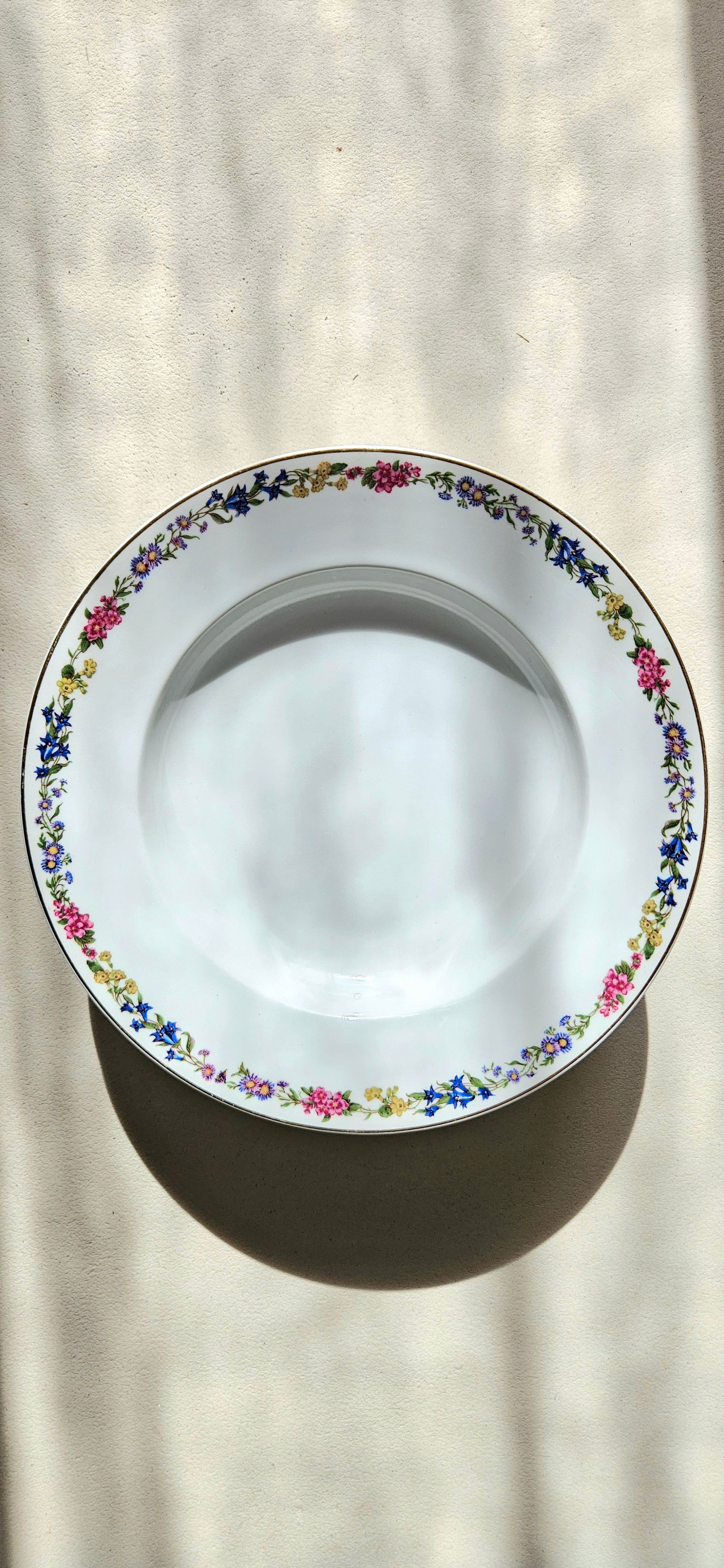 assiette creuse ancienne en porcelaine Langenthal Suisse à décor floral