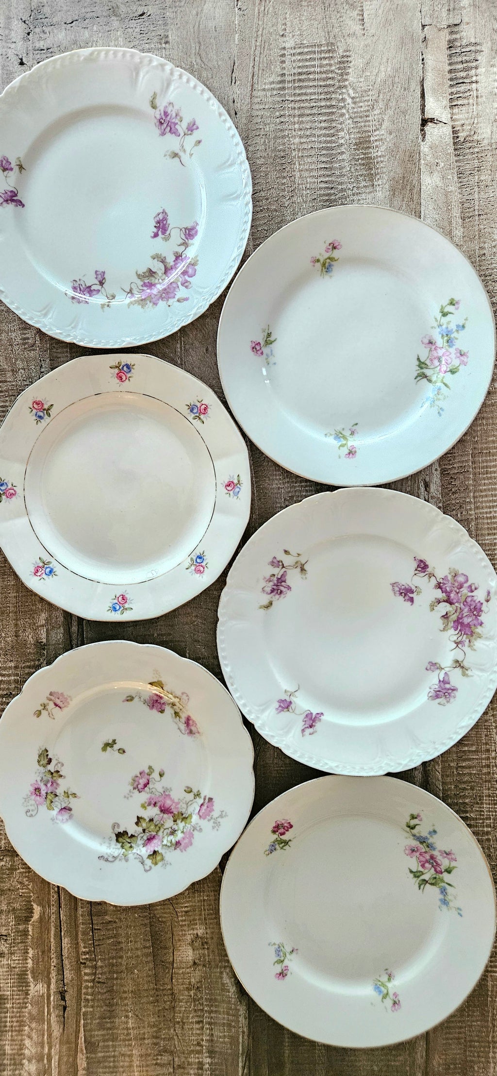 Lot de 6 assiettes à dessert vintage dépareillées