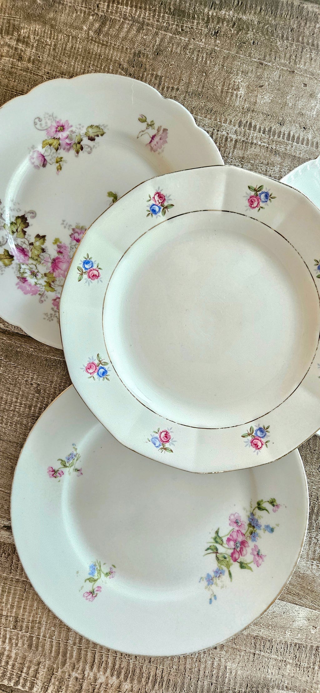 Lot de 6 assiettes à dessert vintage dépareillées