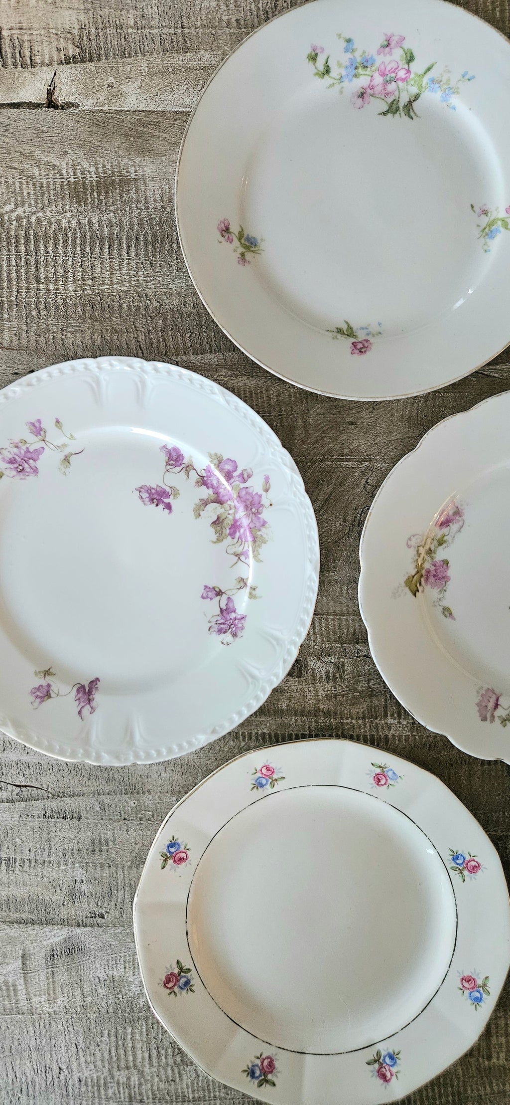 Lot de 6 assiettes à dessert vintage dépareillées