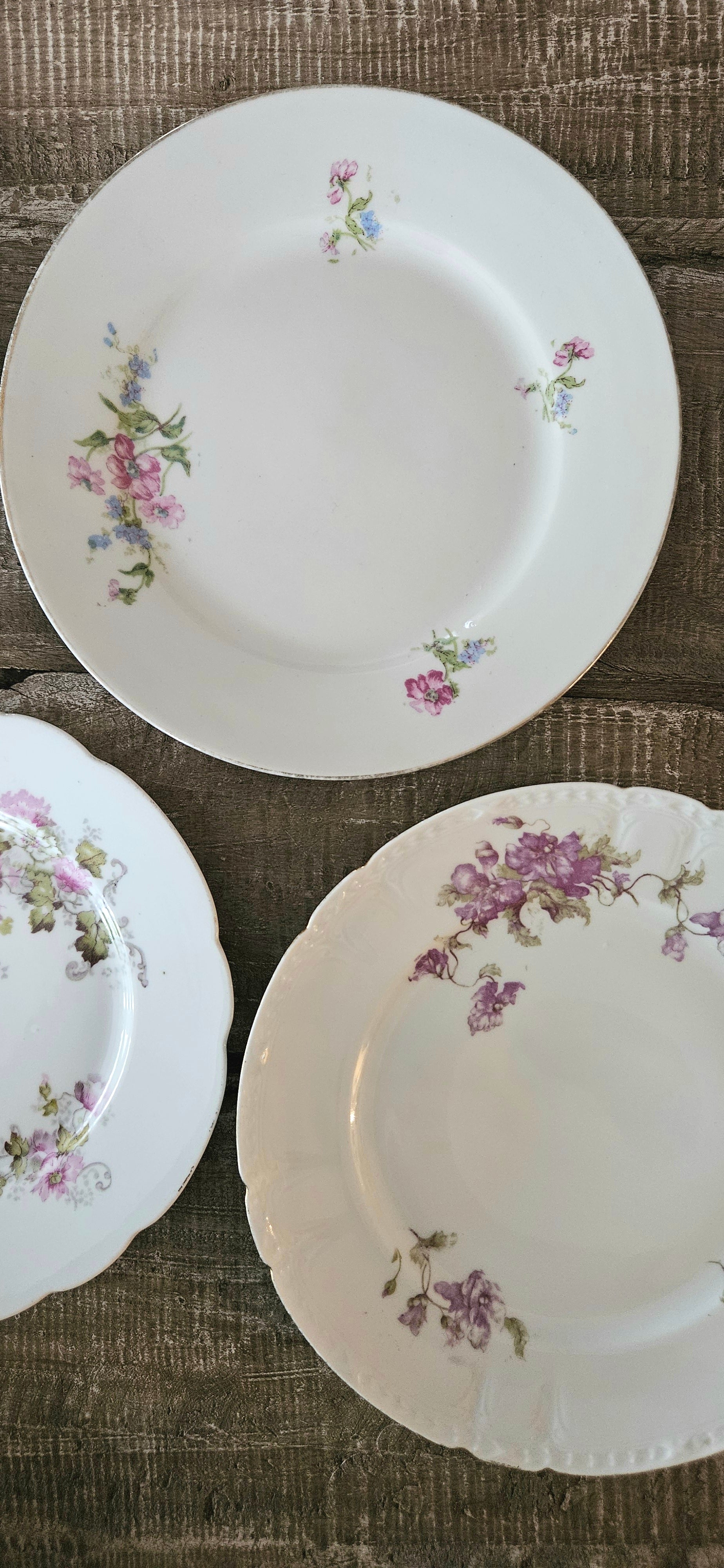 Lot de 6 assiettes à dessert vintage dépareillées