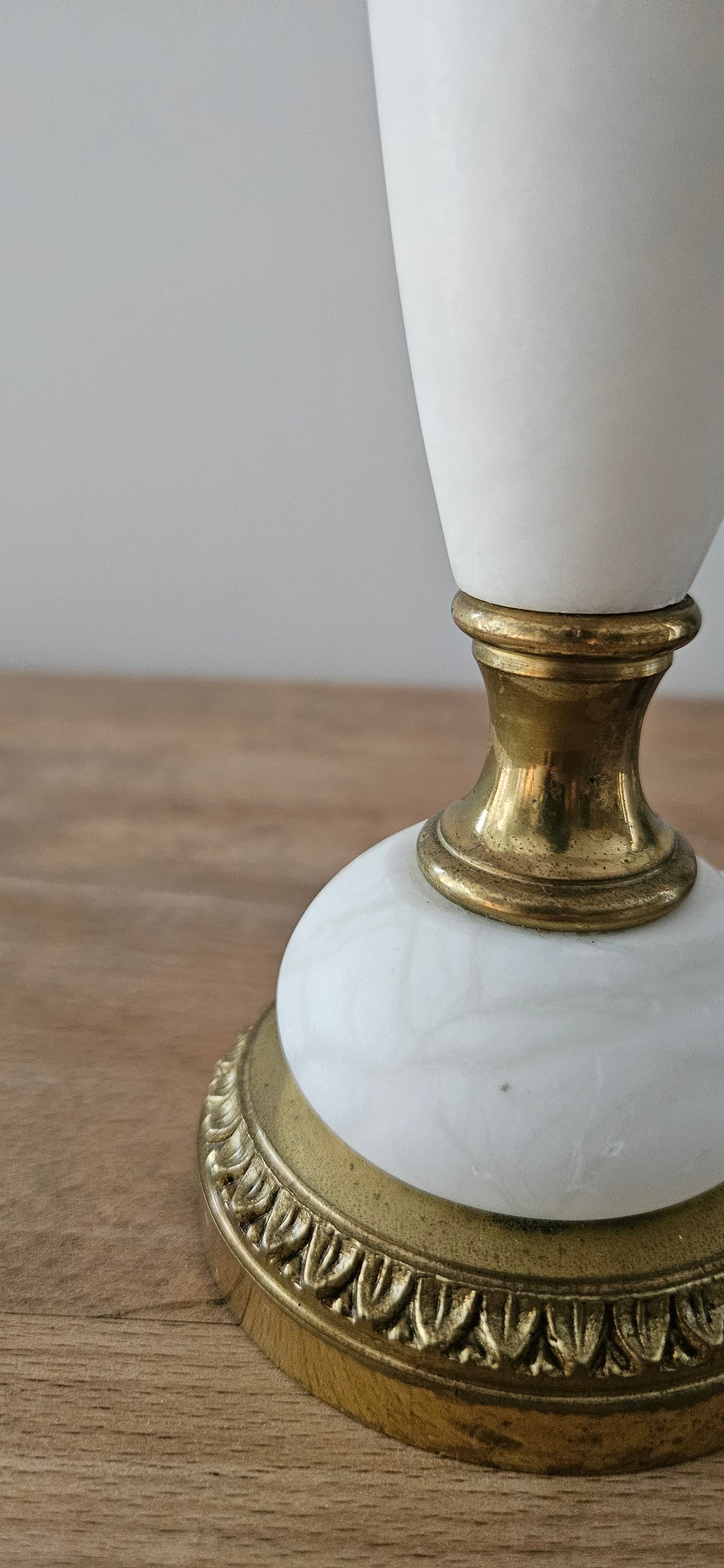 Lampe vintage fleurie rose & albâtre