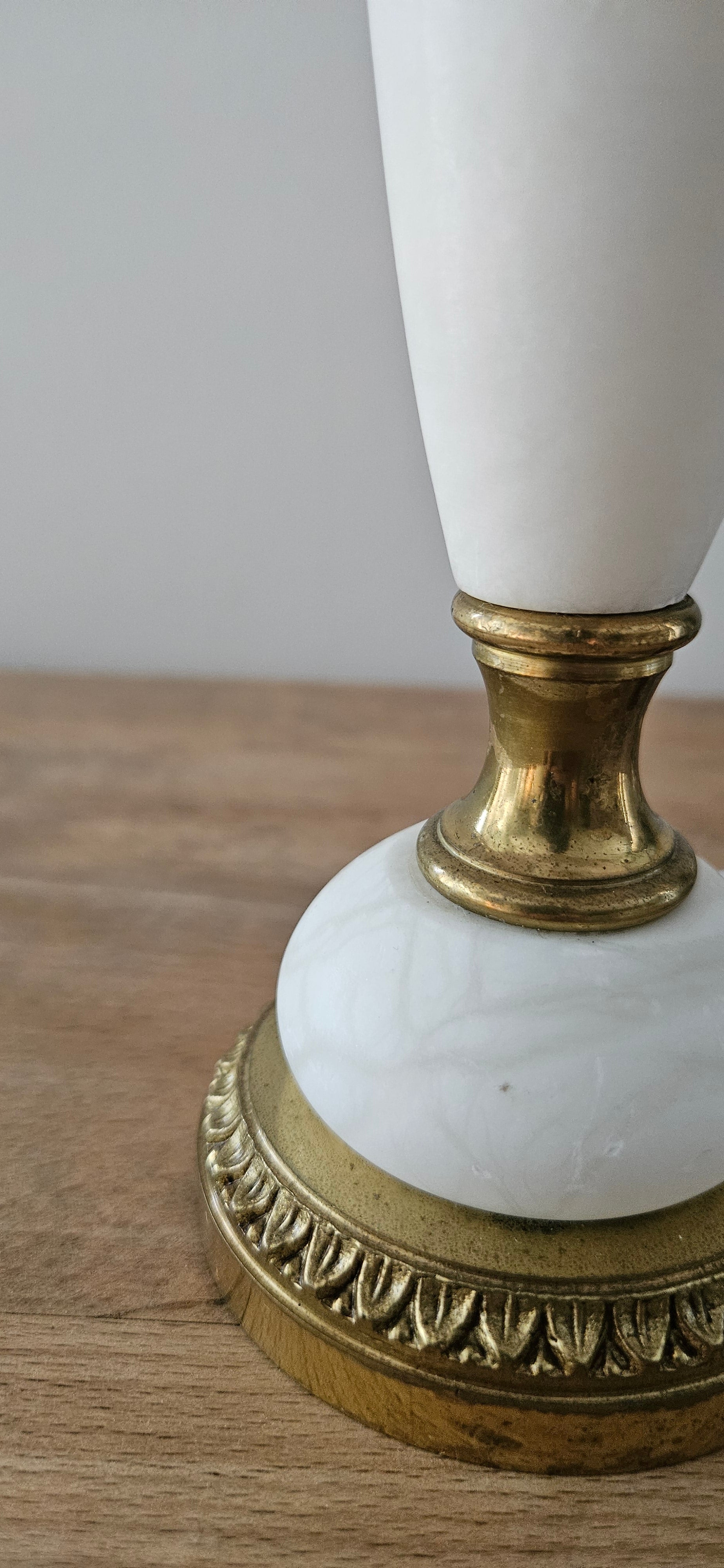 Lampe vintage fleurie rose & albâtre