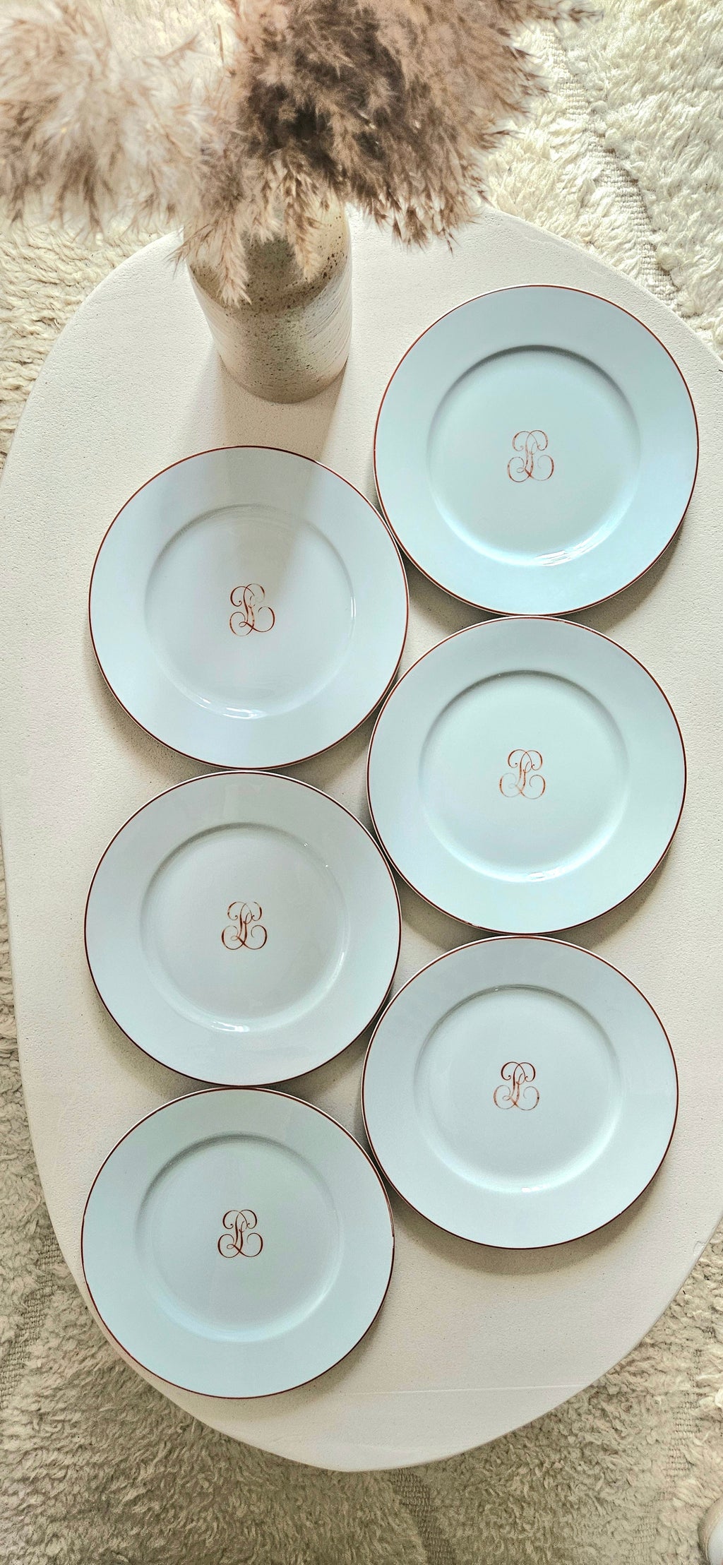 Assiette ancienne Raynaud Limoges - Porcelaine française vintage – Liseré rouge