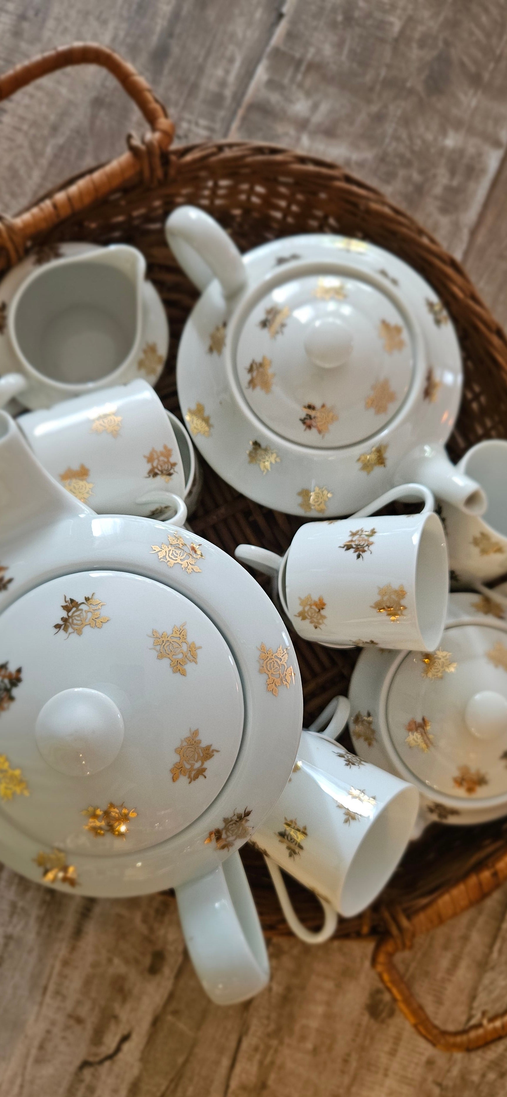 Service à café vintage Limoges doré Marcel Chaufriasse – théière cafetière tasses porcelaine française