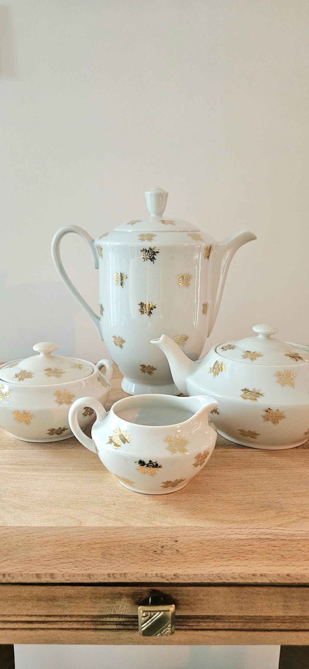 Service à café vintage Limoges doré Marcel Chaufriasse – théière cafetière tasses porcelaine française