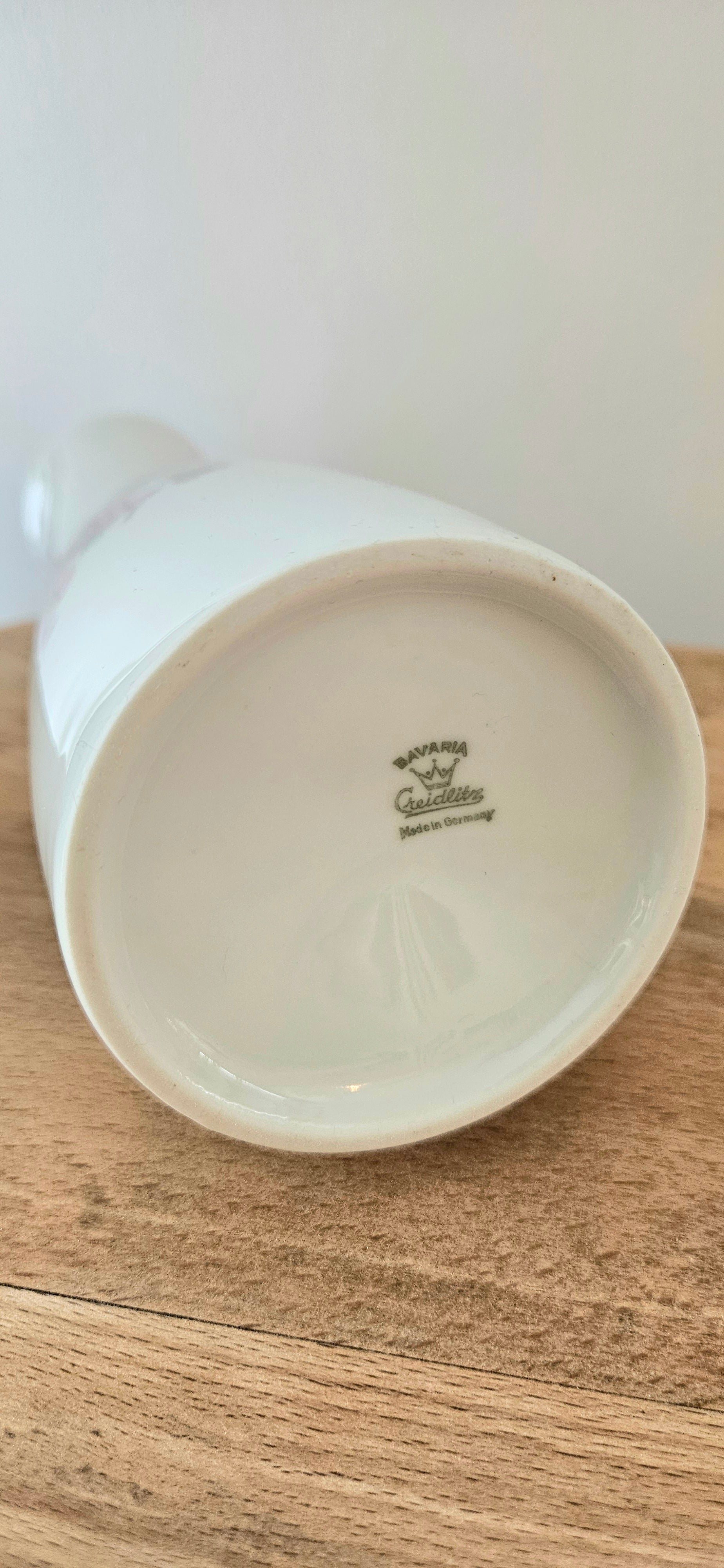 Grand vase vintage Bavaria Germany en porcelaine blanche fleurs roses