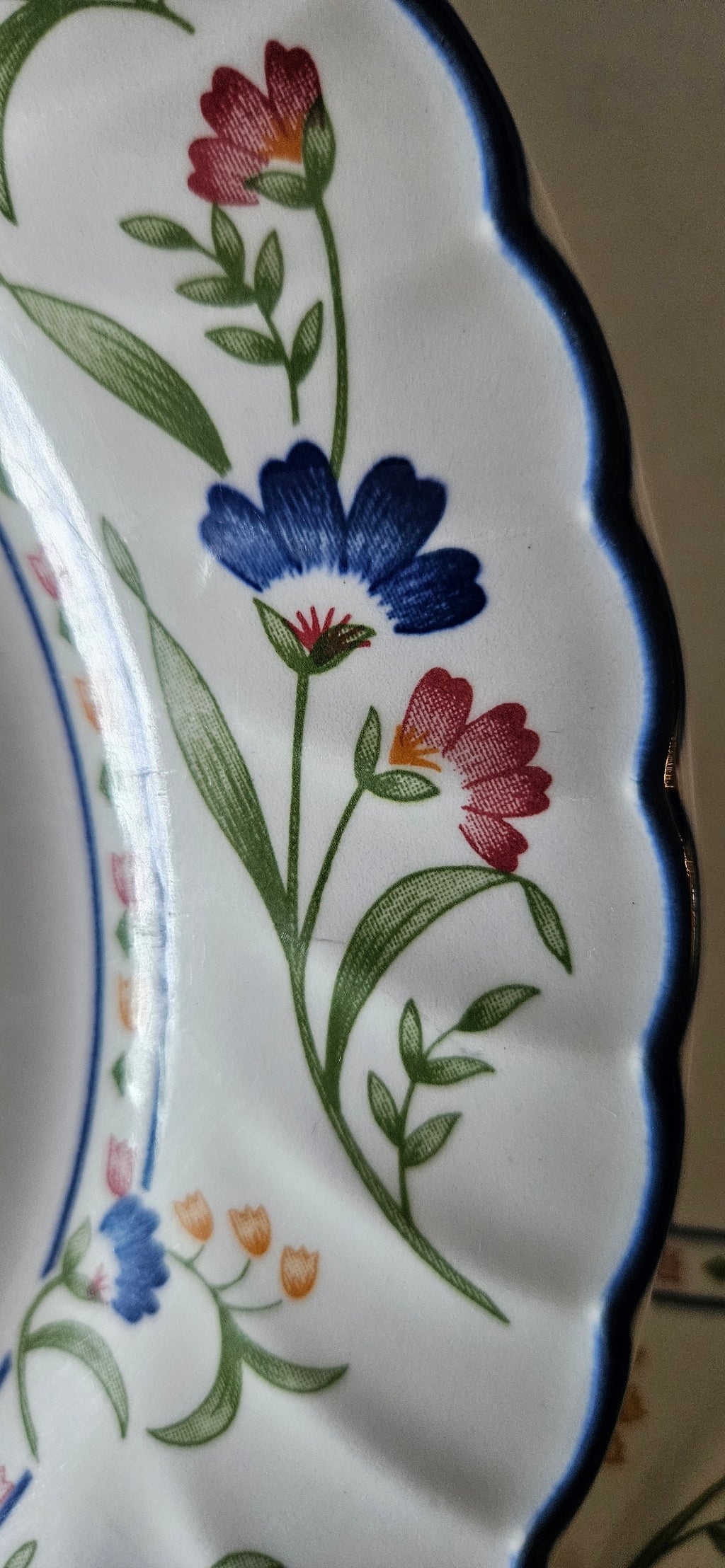 Assiette vintage fleurie anglaise Staffordshire Hampton Court