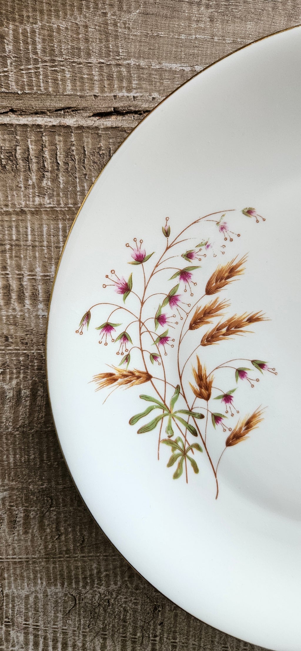 Assiette vintage française en porcelaine Berry – décor floral champêtre