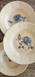 Assiette creuse ancienne Digoin Sarreguemines aux roses bleues