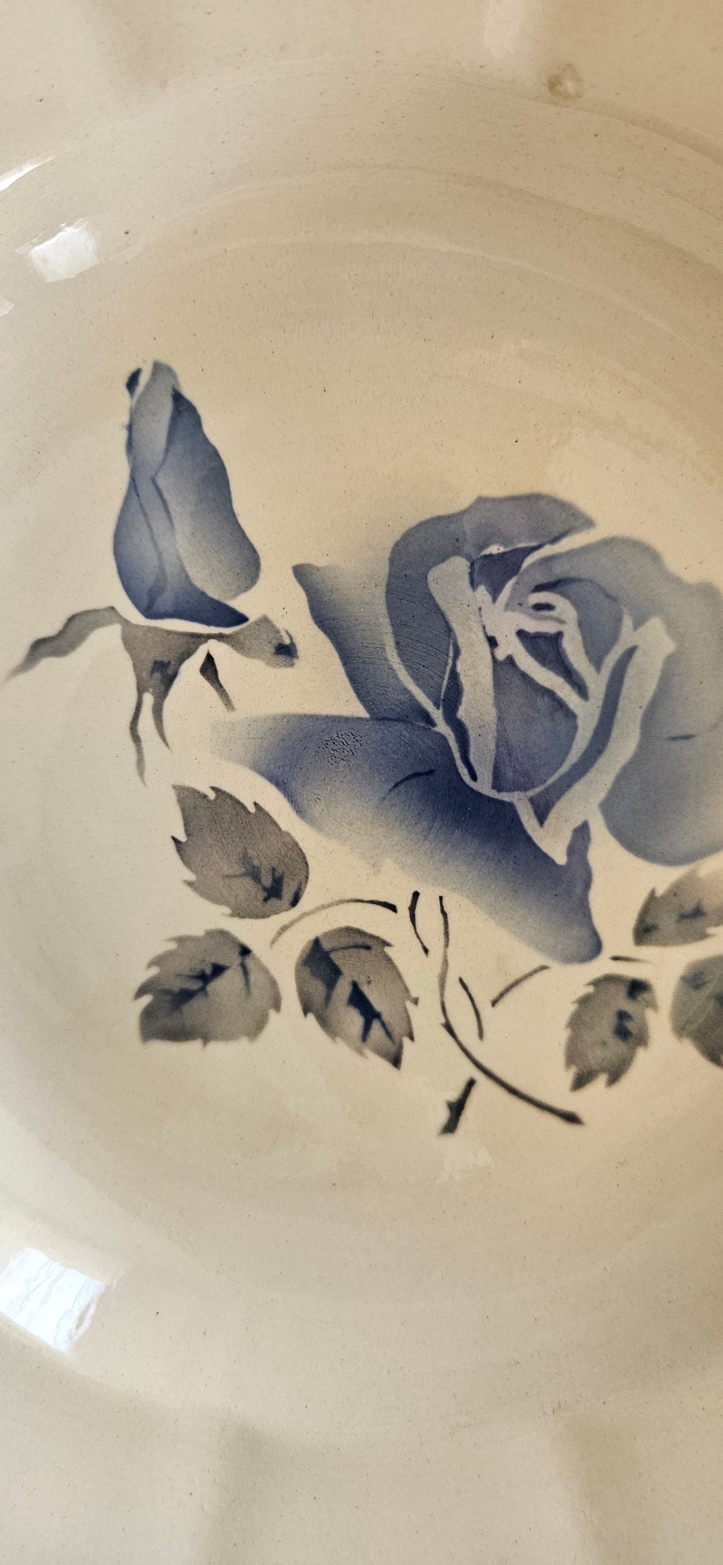 Assiette creuse ancienne Digoin Sarreguemines aux roses bleues