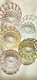 Lot de 5 coupelles vintage en verre coloré facetté