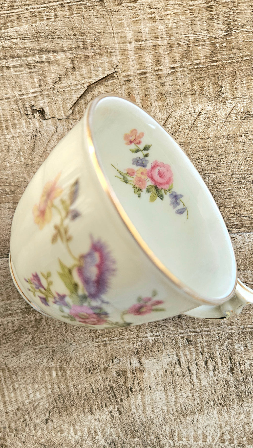Service à café ancien Bernardaud Limoges en porcelaine fleurie et dorée