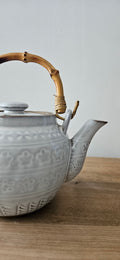 Théière japonaise vintage en céramique et bambou