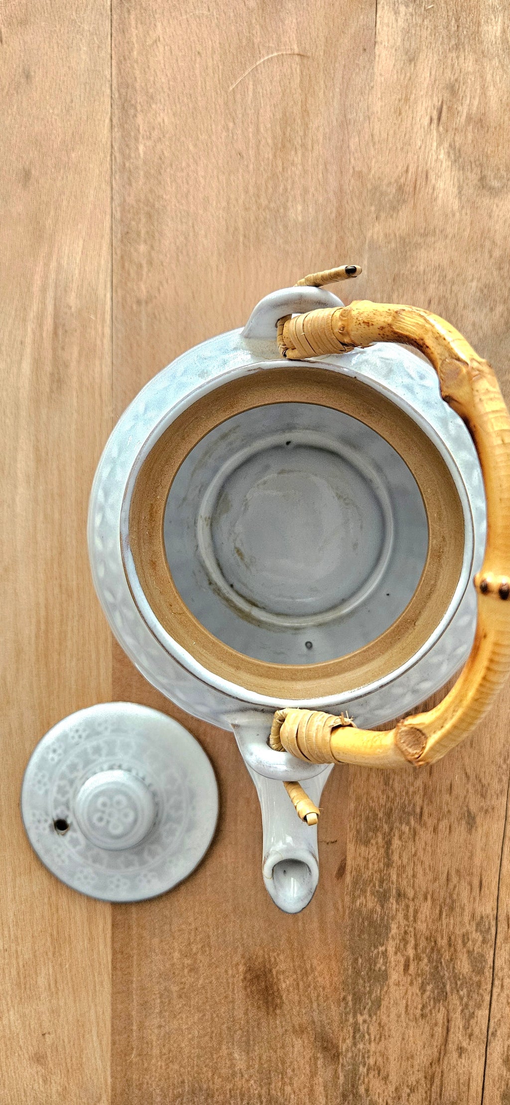 Théière japonaise vintage en céramique et bambou