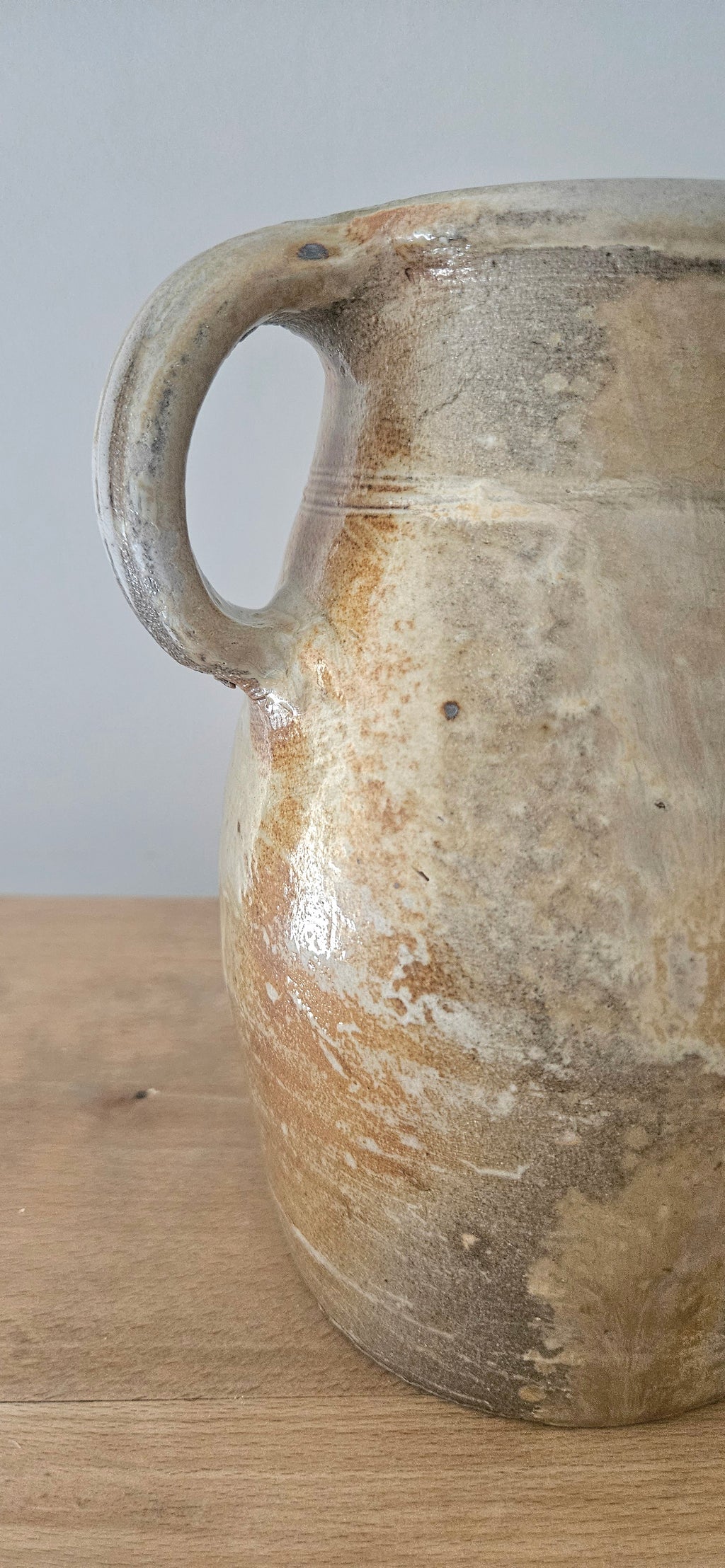 Pot à anse en grès vernissé vintage