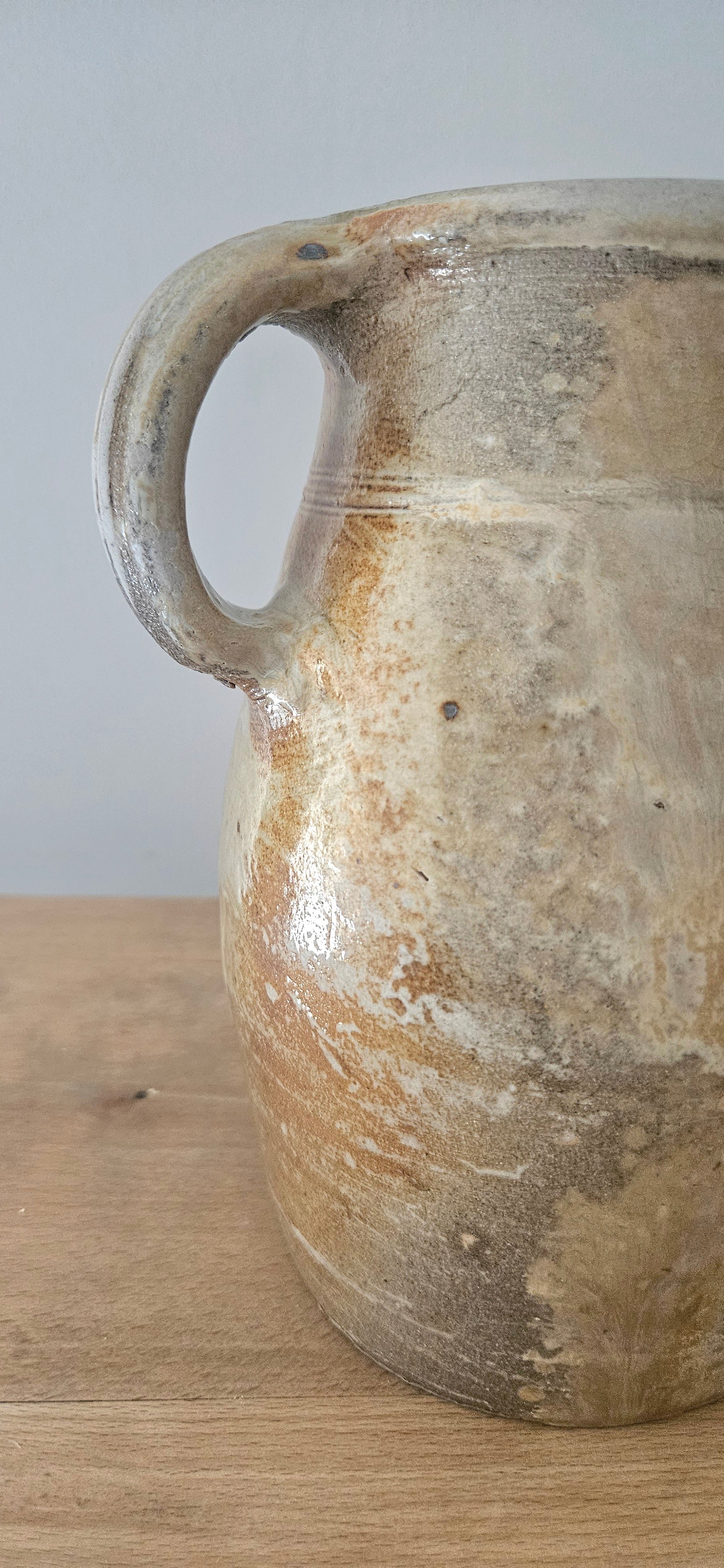 Pot à anse en grès vernissé vintage