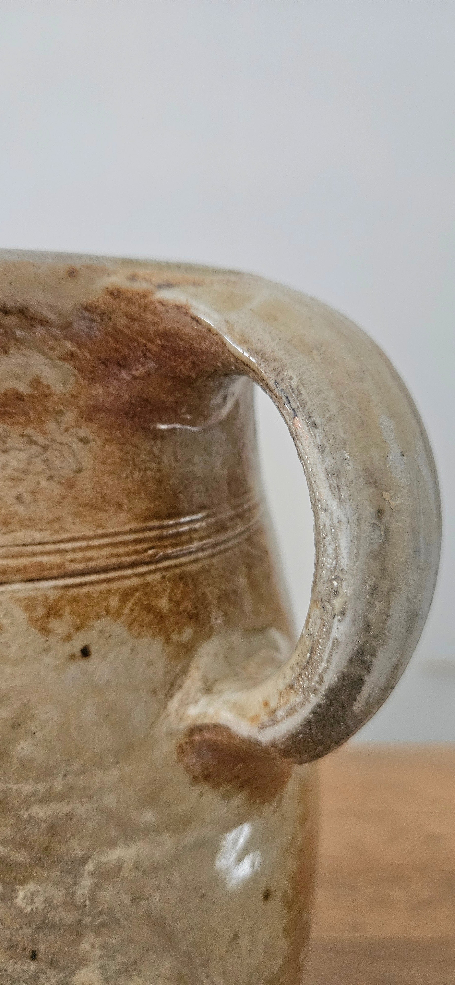 Pot à anse en grès vernissé vintage