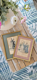 Charmante paire de gravures de mode françaises anciennes