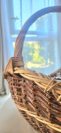 Grand panier vintage en osier tressé