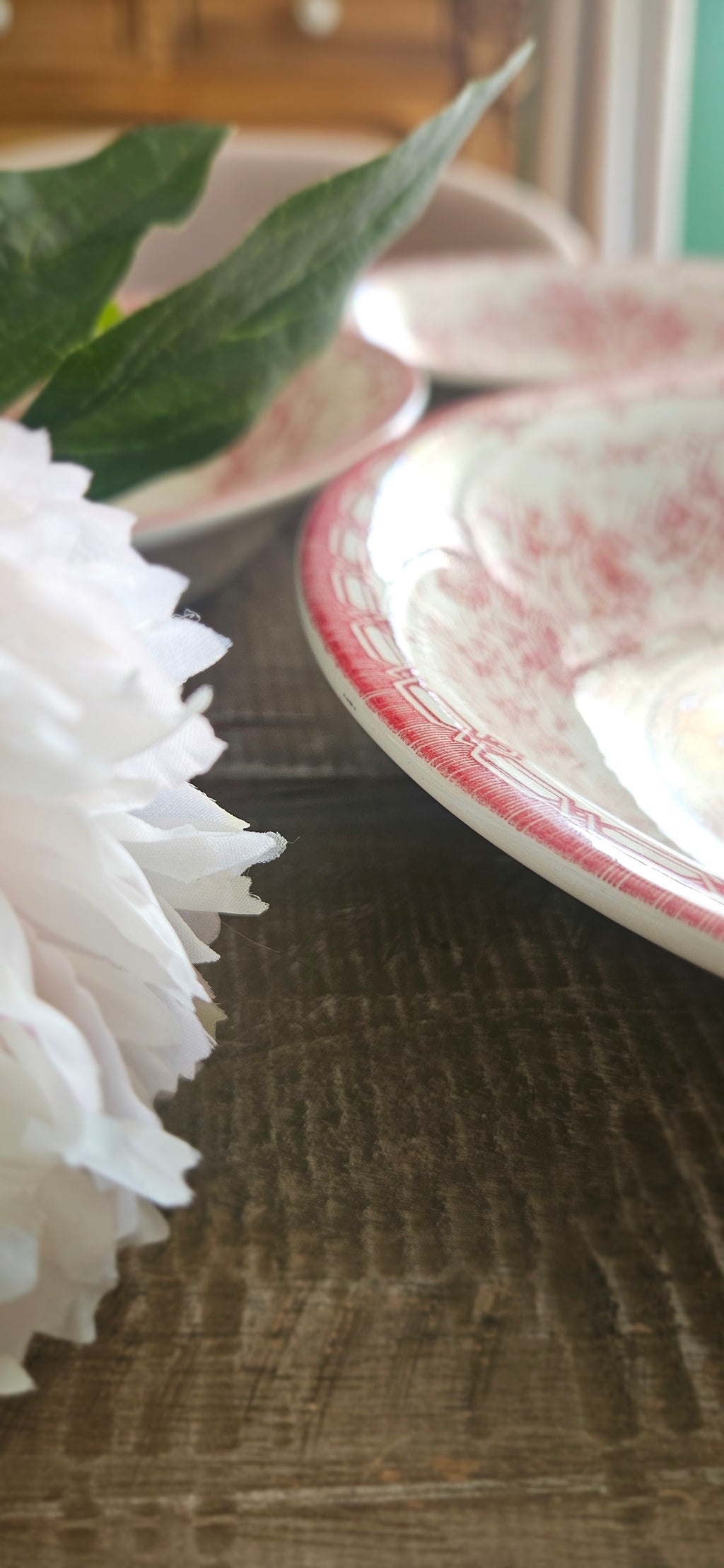 Lot de 4 assiettes creuses vintage Sarreguemines roses
