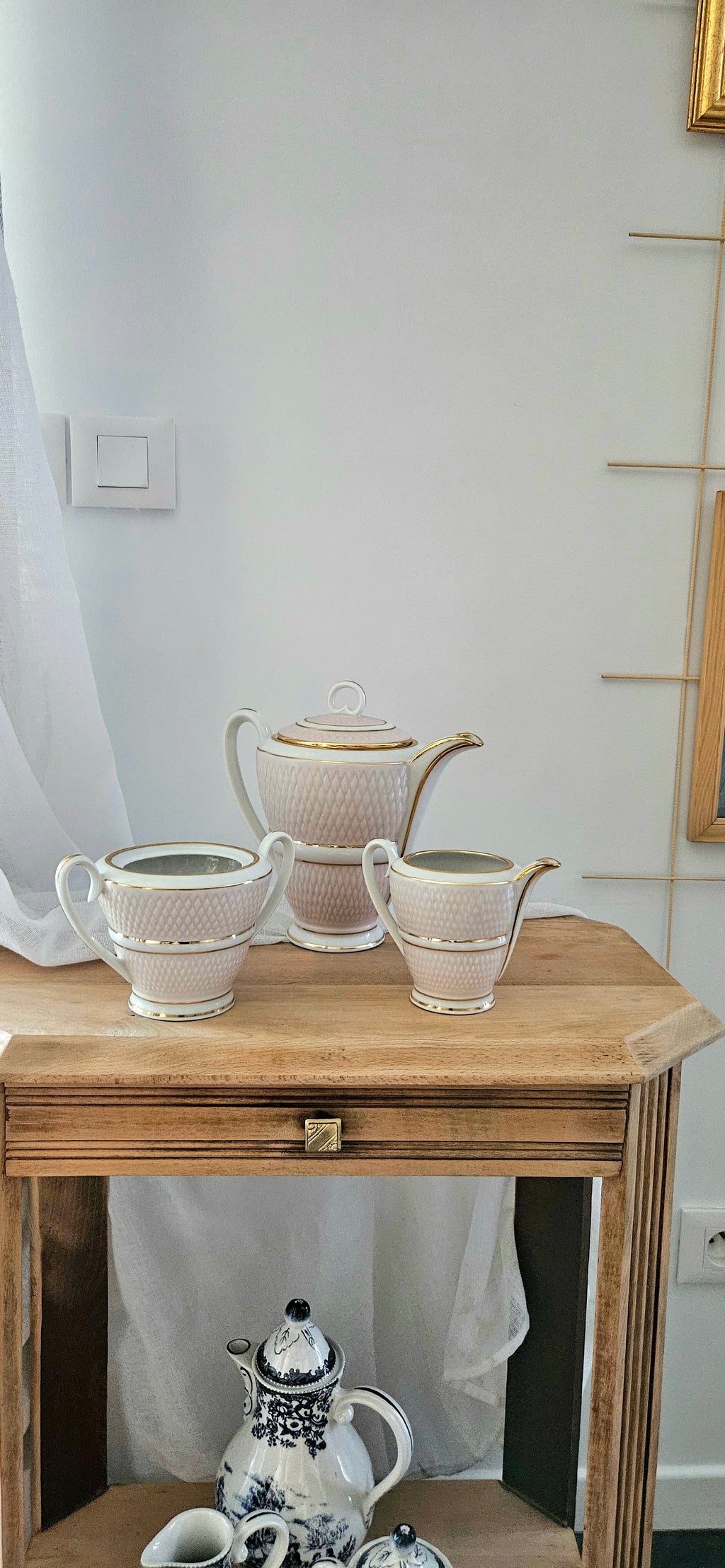 Service à thé / Café ancien A. Blin – porcelaine française dorée, circa 1930-1950