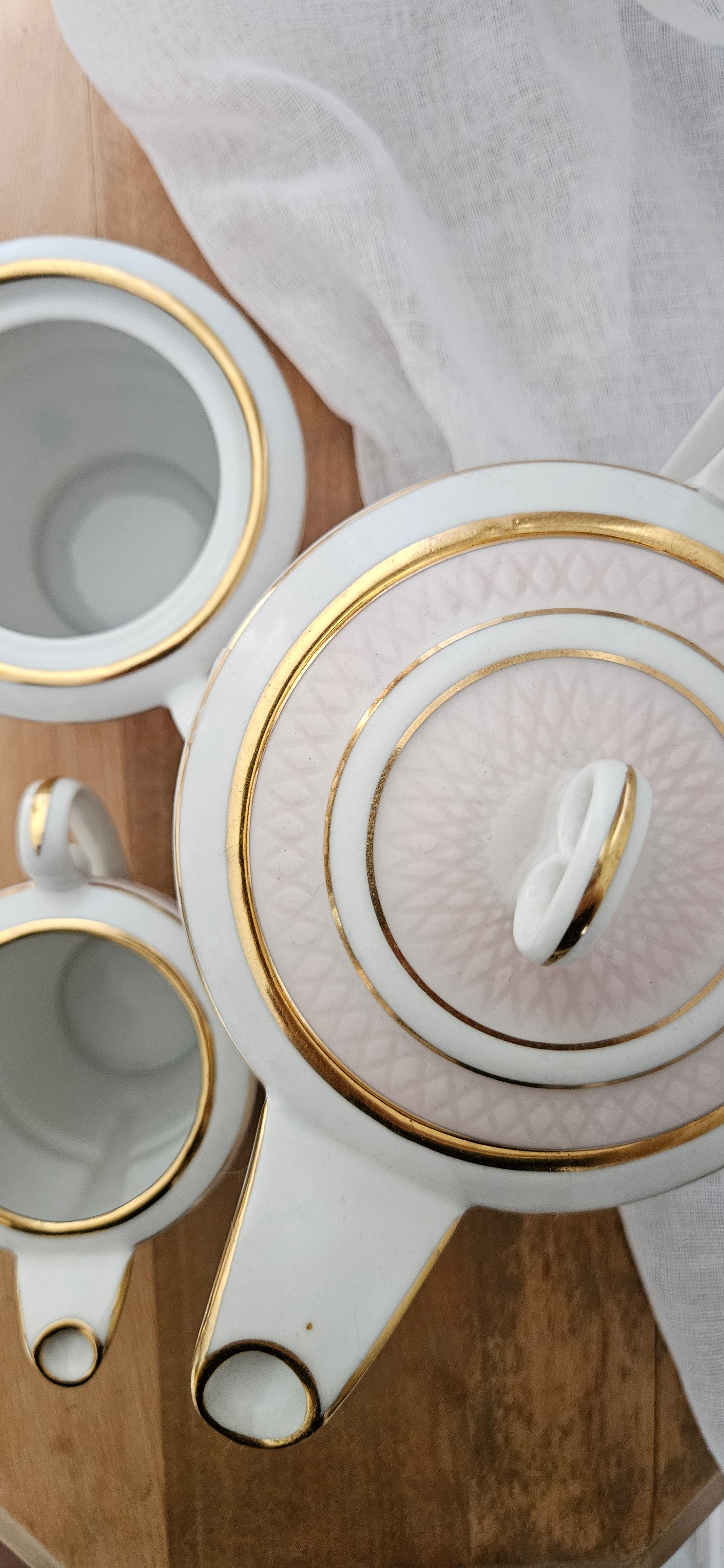 Service à thé / Café ancien A. Blin – porcelaine française dorée, circa 1930-1950