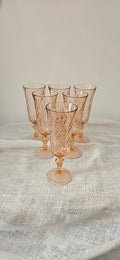Lot de 6 flûtes à champagne vintage en verre rose
