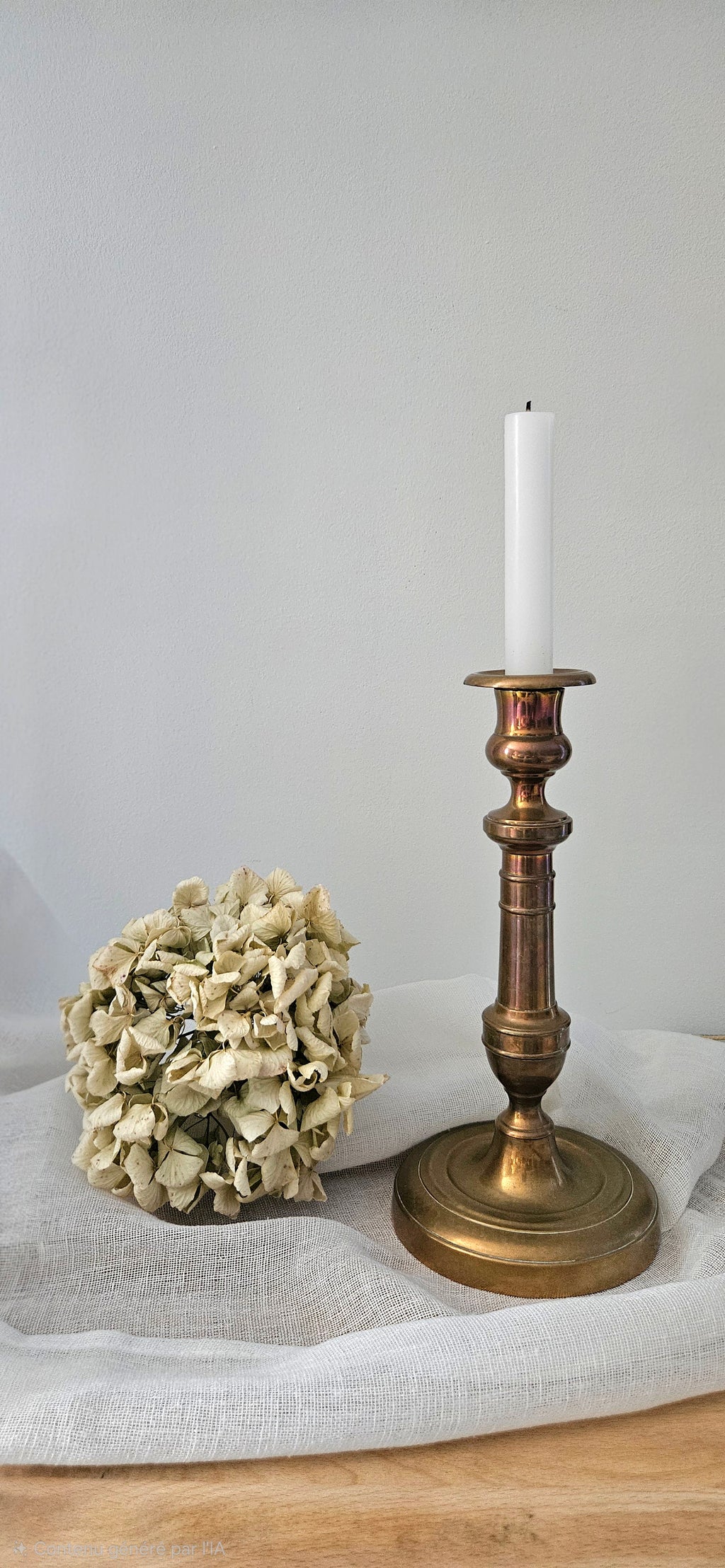 Bougeoir ancien en laiton 26 cm